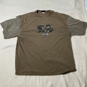 Harley Davidson‎ T Shirt Mens XXL Brown Camoflauge Logo Classic Short Sleeve